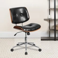 Flash Furniture Mid-Back Black Leather Ergonomic Wood Swivel Task Chair [SD-2658-5-GG] -Office Chairs Shop unnamed file 4406