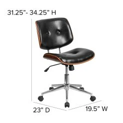 Flash Furniture Mid-Back Black Leather Ergonomic Wood Swivel Task Chair [SD-2658-5-GG] -Office Chairs Shop unnamed file 4410