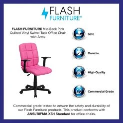 Flash Furniture Mid-Back Quilted Vinyl Task Chair With Nylon Arms, Pink -Office Chairs Shop unnamed file 4544
