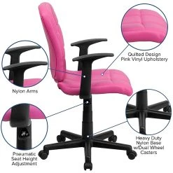 Flash Furniture Mid-Back Quilted Vinyl Task Chair With Nylon Arms, Pink -Office Chairs Shop unnamed file 4546