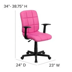 Flash Furniture Mid-Back Quilted Vinyl Task Chair With Nylon Arms, Pink -Office Chairs Shop unnamed file 4547