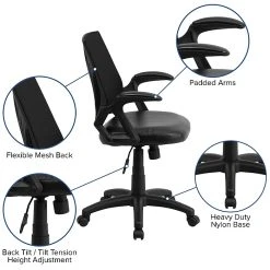 Flash Furniture Mid-Back Mesh Swivel Task Chair With Leather Padded Seat, Black (GOWY82LEA) -Office Chairs Shop unnamed file 4560