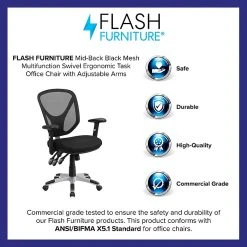 Flash Furniture Mid-Back Black Mesh Swivel Task Chair, Triple Paddle Control, Height-Adjustable Arms -Office Chairs Shop unnamed file 4572