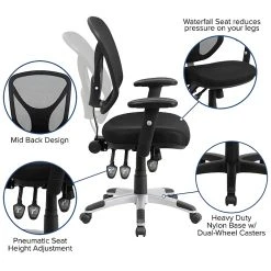 Flash Furniture Mid-Back Black Mesh Swivel Task Chair, Triple Paddle Control, Height-Adjustable Arms -Office Chairs Shop unnamed file 4574