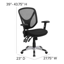 Flash Furniture Mid-Back Black Mesh Swivel Task Chair, Triple Paddle Control, Height-Adjustable Arms -Office Chairs Shop unnamed file 4575