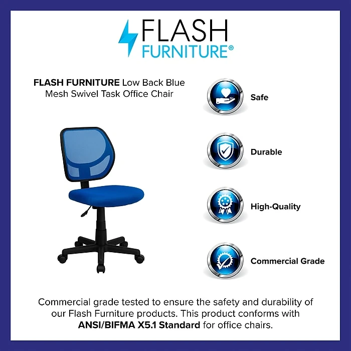 Flash Furniture Fabric Mid-back Task Chair, Blue 6 Flash Furniture Fabric Mid-back Task Chair, Blue - Image 4