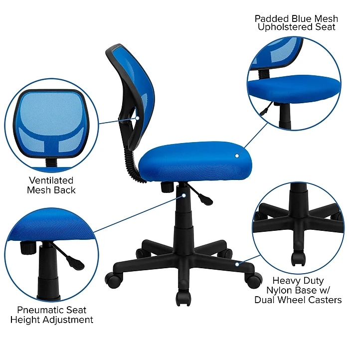 Flash Furniture Fabric Mid-back Task Chair, Blue 8 Flash Furniture Fabric Mid-back Task Chair, Blue - Image 6