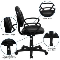 Flash Furniture Mid Back Leather Ergonomic Task Chair With Arms, Black (BT688BKA) -Office Chairs Shop unnamed file 4595