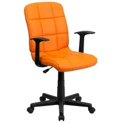 Flash Furniture Mid-Back Quilted Vinyl Task Chair With Nylon Arms, Orange