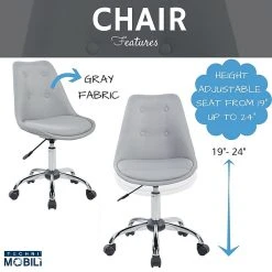 Techni Mobili Tufted Armless Task Chair, Gray -Office Chairs Shop unnamed file 4651