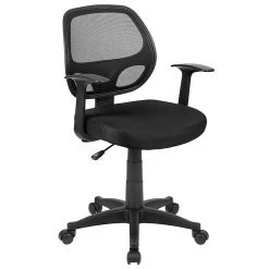 Flash Furniture LFW118ABK Mesh Mid-Back Task Chair With Fixed Arms, Black