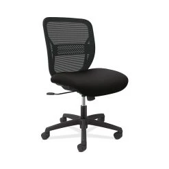 HON Gateway Fabric/Mesh Mid-Back Task Chair, Black, Armless (HONGVNMZ1ACCF1G)