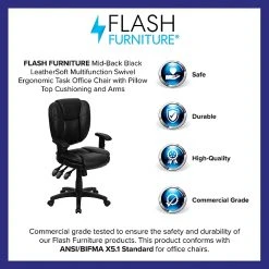 Flash Furniture Leather/Faux Leather Task Chair, Black (GO-930F-BK-LEA-ARMS-GG) -Office Chairs Shop unnamed file 4800
