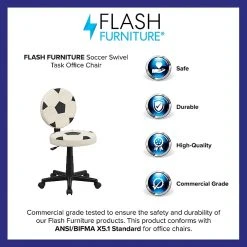 Flash Furniture Vinyl Soccer Task Chair Without Arms, Black/White -Office Chairs Shop unnamed file 4807