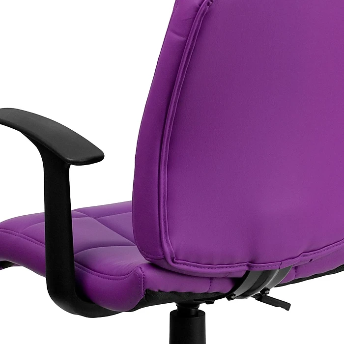 Flash Furniture Mid-Back Quilted Vinyl Task Chair With Nylon Arms, Purple 11 Flash Furniture Mid-Back Quilted Vinyl Task Chair With Nylon Arms, Purple - Image 9