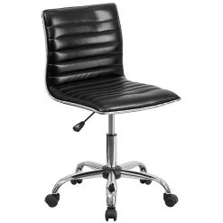 Flash Furniture Vinyl Low Back Armless Ribbed Designer Swivel Task Chair, Black (DS512BBK)