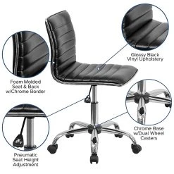 Flash Furniture Vinyl Low Back Armless Ribbed Designer Swivel Task Chair, Black (DS512BBK) -Office Chairs Shop unnamed file 4831