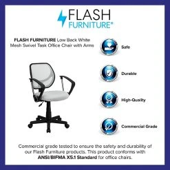 Flash Furniture Fabric Mid-Back Task Chair With Capped Arm, White -Office Chairs Shop unnamed file 4852