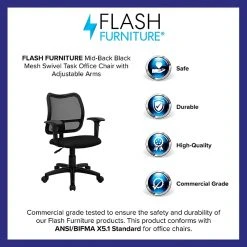 Flash Furniture Mid Back Mesh Task Chair With Fabric Seat And Arms, Black -Office Chairs Shop unnamed file 4859