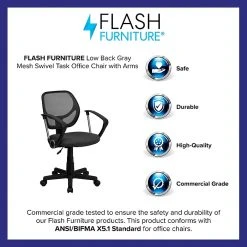 Flash Furniture Fabric Mid-Back Task Chair With Capped Arm, Gray -Office Chairs Shop unnamed file 4867