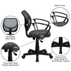 Flash Furniture Fabric Mid-Back Task Chair With Capped Arm, Gray -Office Chairs Shop unnamed file 4868