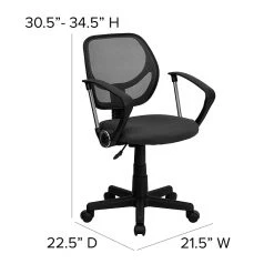 Flash Furniture Fabric Mid-Back Task Chair With Capped Arm, Gray -Office Chairs Shop unnamed file 4869