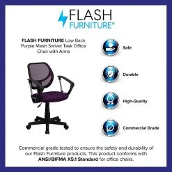Flash Furniture Mid-Back Task And Computer Chair With Arm, Purple -Office Chairs Shop unnamed file 488