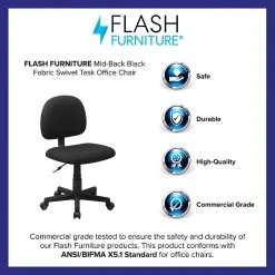 Flash Furniture 31" - 37 1/2" Fabric Ergonomic Task Chairs (BT660BLK) -Office Chairs Shop unnamed file 4892