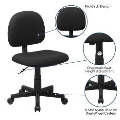 Flash Furniture 31" - 37 1/2" Fabric Ergonomic Task Chairs (BT660BLK) -Office Chairs Shop unnamed file 4893