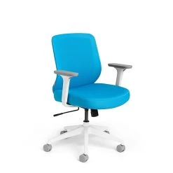 Poppin Pool Blue Max, Task Chair, Mid Back, White Frame (101890)