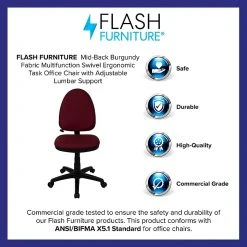 Flash Furniture Mid-Back Fabric Multi-Functional Task Chairs W/Lumbar Support (WLA654MGBY) -Office Chairs Shop unnamed file 5011