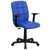 Flash Furniture Mid-Back Quilted Vinyl Task Chair With Nylon Arms, Blue