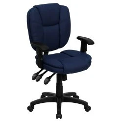 Flash Furniture Mid Back Fabric Multi-Functional Ergonomic Task Chair With Arms, Navy Blue