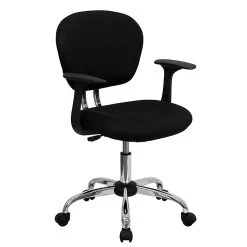 Flash Furniture Mid Back Mesh Task Chair With Arms And Chrome Base, Black