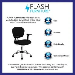 Flash Furniture Mid Back Mesh Task Chair With Arms And Chrome Base, Black -Office Chairs Shop unnamed file 5157