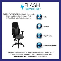 Flash Furniture Mesh Ergonomic Task Chair With Adjustable Arms, Black/Gray -Office Chairs Shop unnamed file 5246