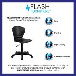 Flash Furniture Plastic Mid-Back Swivel Task Chair, Black -Office Chairs Shop unnamed file 5255