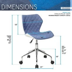 Techni Mobili Modern Height Adjustable Office Task Chair, Blue 18 Techni Mobili Modern Height Adjustable Office Task Chair, Blue -Office Chairs Shop unnamed file 5311