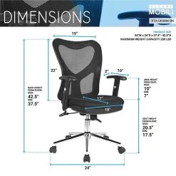 Techni Mobili Mesh Back Fabric Task Chair, Black (RTA-0098M-BK) -Office Chairs Shop unnamed file 5336