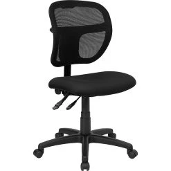 Flash Furniture Mid Back Mesh Task Chair With Fabric Seat, Black