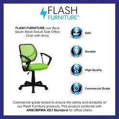 Flash Furniture Fabric Mid-Back Task Chair With Arm, Green -Office Chairs Shop unnamed file 5362