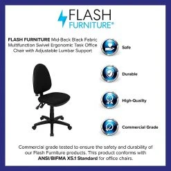 Flash Furniture Mid-Back Fabric Multi-Functional Task Chairs W/Lumbar Support (WLA654MGBK) -Office Chairs Shop unnamed file 5392
