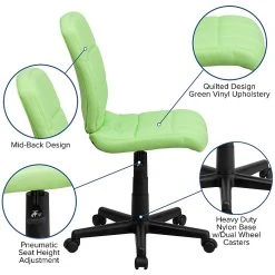 Flash Furniture Mid-Back Quilted Vinyl Task Chair, Green -Office Chairs Shop unnamed file 5423