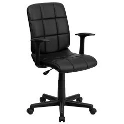 Flash Furniture Mid-Back Quilted Vinyl Task Chair With Nylon Arms, Black