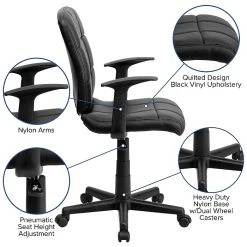 Flash Furniture Mid-Back Quilted Vinyl Task Chair With Nylon Arms, Black -Office Chairs Shop unnamed file 5444
