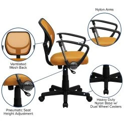 Flash Furniture Fabric Mid-Back Task Chair With Capped Arm, Orange -Office Chairs Shop unnamed file 5452