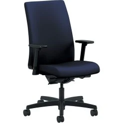 HON Ignition Mid-Back Task Chair, Synchro-Tilt, Back Angle, Adjustable Arms, Navy Fabric (HONIW104CU98)