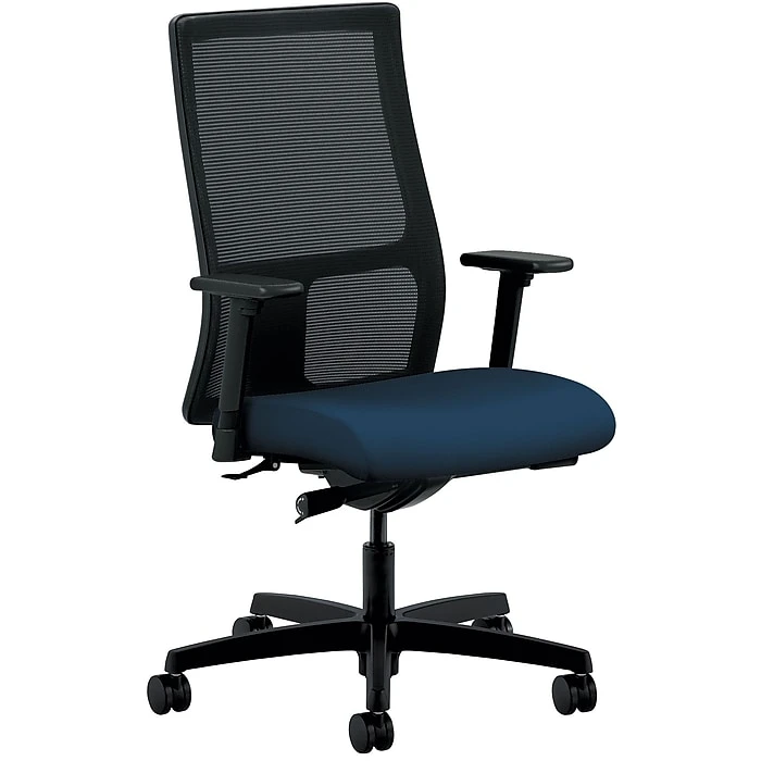 HON Ignition Ilira-Stretch Mesh/Fabric Mid-Back Task Chair, Height And Width Adjustable Arms, Black/Navy (HONIW103CU98) 3 HON Ignition Ilira-Stretch Mesh/Fabric Mid-Back Task Chair, Height And Width Adjustable Arms, Black/Navy (HONIW103CU98)
