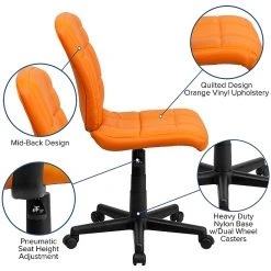 Flash Furniture Mid-Back Quilted Vinyl Task Chair, Orange -Office Chairs Shop unnamed file 5538