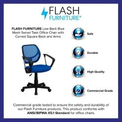 Flash Furniture Fabric Mid-Back Task Chair With Arm, Blue 10 Flash Furniture Fabric Mid-Back Task Chair With Arm, Blue -Office Chairs Shop unnamed file 5634